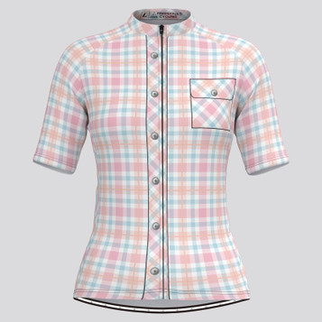 Plaid Checkered Shirt V27 Women's Cycling Jersey Plaid Checkered Shirt V27 Women's Cycling Jersey
