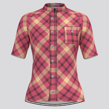 Plaid Checkered Shirt V24 Women's Cycling Jersey Plaid Checkered Shirt V24 Women's Cycling Jersey