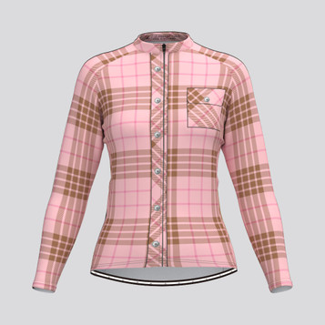 Plaid Checkered Shirt V21 Women's LS Cycling Jersey