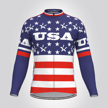 USA Stars Stripe Flag Men's LS Cycling Jersey USA Stars Stripe Flag Men's LS Cycling Jersey