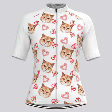 Custom Cat Face V4 Women's Jersey-White Custom Cat Face V4 Women's Jersey-White