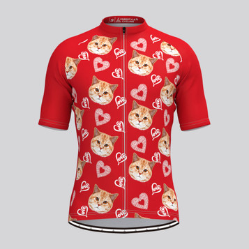 Custom Cat Face V4 Men's Jersey-Red Custom Cat Face V4 Men's Jersey-Red