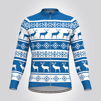 Men's Classic Ugly Christmas sweater LS Cycling Jersey - Blue Men's Classic Ugly Christmas sweater LS Cycling Jersey - Blue