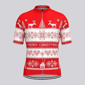 Men's Classic Ugly Christmas sweater Cycling Jersey - Red Men's Classic Ugly Christmas sweater Cycling Jersey - Red