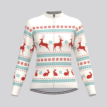 Classic Ugly Christmas sweater Women's LS Cycling Jersey - Beige Classic Ugly Christmas sweater Women's LS Cycling Jersey - Beige