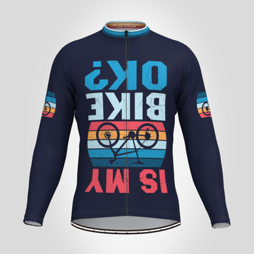 Is My Bike Ok Men's LS Cycling Jersey - Navy