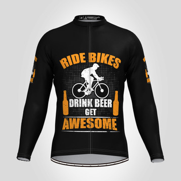 Ride Bikes Drink Beer Get Awesome LS Cycling Jersey Ride Bikes Drink Beer Get Awesome LS Cycling Jersey