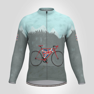 Men's Vintage Road Bike UK Flag LS Cycling Jersey Men's Vintage Road Bike UK Flag LS Cycling Jersey