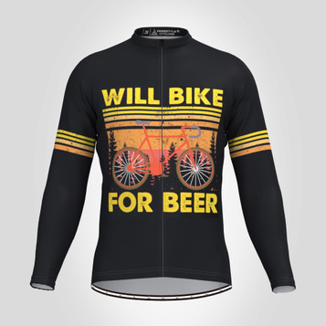 Will Bike For Beer Men's LS Cycling Jersey - V2 Will Bike For Beer Men's LS Cycling Jersey - V2
