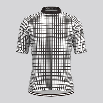 Stripes Plaid Men's Cycling Jersey - White/Black