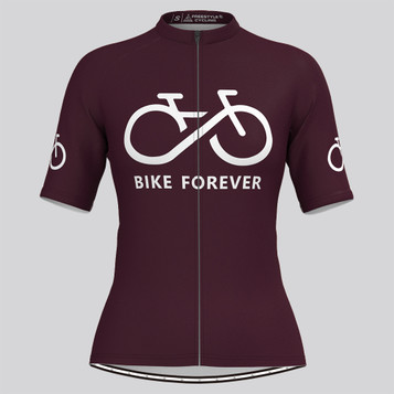 Women's Bike Forever Cycling Jersey-Claret Women's Bike Forever Cycling Jersey-Claret