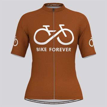 Women's Bike Forever Cycling Jersey-Brown Women's Bike Forever Cycling Jersey-Brown