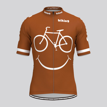 Biking Smile Emoji Men's Cycling Jersey - Brown Biking Smile Emoji Men's Cycling Jersey - Brown