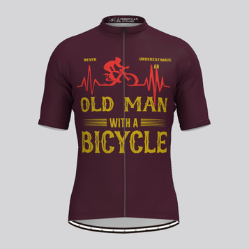 Old Man Bike Heartbeat Men's Cycling Jersey - Claret
