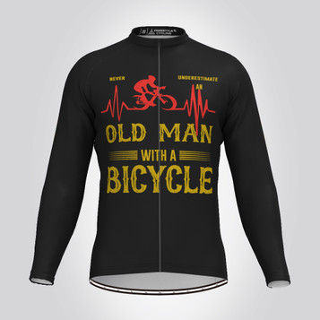 Old Man Bike Heartbeat Men's LS Cycling Jersey - Black