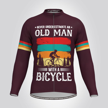 Old Man Bike Adventure Men's LS Cycling Jersey - Claret