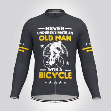 Men's Old Man Long Sleeve V1 Cycling Jersey - Graphite Men's Old Man Long Sleeve V1 Cycling Jersey - Graphite