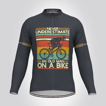 Men's Old Man Retro Long Sleeve Cycling Jersey -Graphite Men's Old Man Retro Long Sleeve Cycling Jersey -Graphite