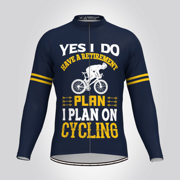 Retirement Plan On Cycling Men's LS Cycling Jersey - Navy Retirement Plan On Cycling Men's LS Cycling Jersey - Navy