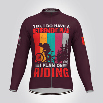 Retirement Plan On Cycling Men's Adventure LS Cycling Jersey - Claret Retirement Plan On Cycling Men's Adventure LS Cycling Jersey - Claret