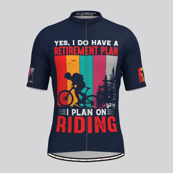 Retirement Plan On Cycling Men's Adventure Cycling Jersey - Navy Retirement Plan On Cycling Men's Adventure Cycling Jersey - Navy