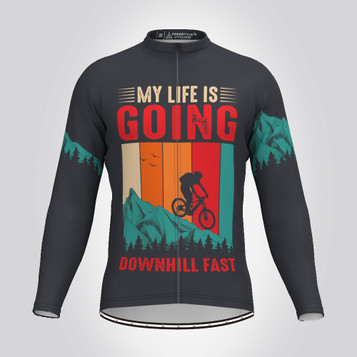 My Life Is Going Downhill Fast Men's LS Cycling Jersey - Graphite My Life Is Going Downhill Fast Men's LS Cycling Jersey - Graphite
