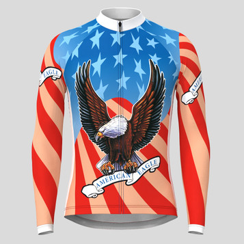 American Eagle Waving Gradient Flag Men's LS Cycling Jersey