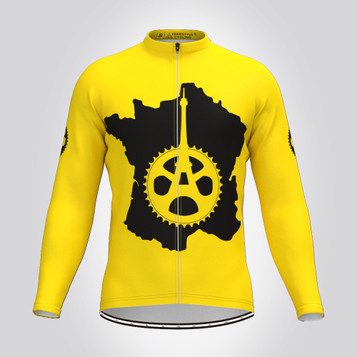 France Map Eiffel Tower Men's LS Cycling Jersey