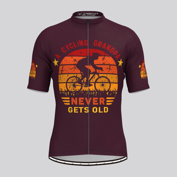 Cycling Grandpa Never Gets Old Men's Cycling Jersey - Claret Cycling Grandpa Never Gets Old Men's Cycling Jersey - Claret
