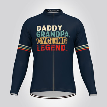 Daddy Grandpa Cycling Legend Men's LS Cycling Jersey - Navy Daddy Grandpa Cycling Legend Men's LS Cycling Jersey - Navy