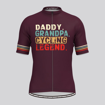 Daddy Grandpa Cycling Legend Men's Cycling Jersey - Burgundy Daddy Grandpa Cycling Legend Men's Cycling Jersey - Burgundy