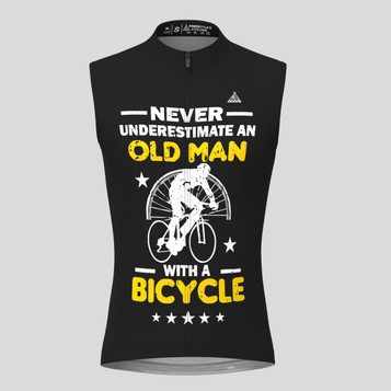 Old Man With A Bicycle V1 Sleeveless Cycling Jersey - Black