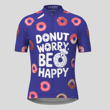 Donut Worry Be Happy Men's Cycling Jersey - Purple