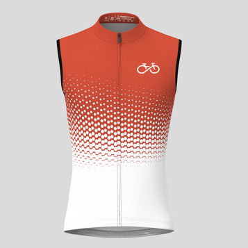 Bike Forever Gradient Dots Men's Sleeveless Cycling Jersey - Brick