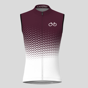 Bike Forever Gradient Dots Men's Sleeveless Cycling Jersey - Claret