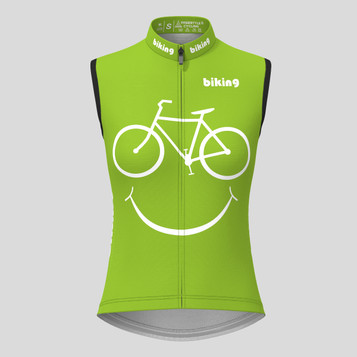 Women's Biking Smile Emoji Sleeveless Cycling Jersey - Spring