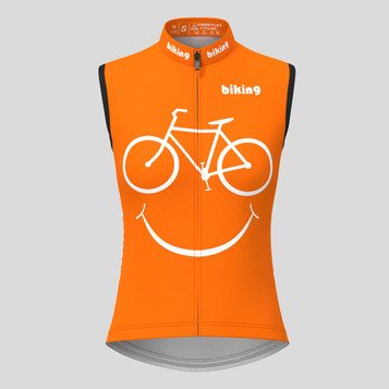 Women's Biking Smile Emoji Sleeveless Cycling Jersey - Orange
