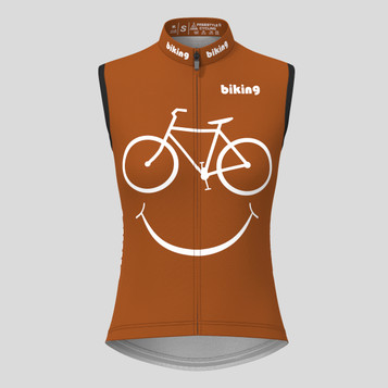 Women's Biking Smile Emoji Sleeveless Cycling Jersey - Brown