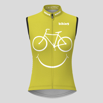 Women's Biking Smile Emoji Sleeveless Cycling Jersey - Willow