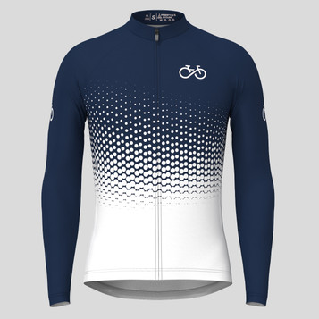 Bike Forever Gradient Dots Men's LS Cycling Jersey -  Navy Bike Forever Gradient Dots Men's LS Cycling Jersey -  Navy