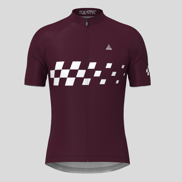 Men's Gradient Race Flag Cycling Jersey - Claret