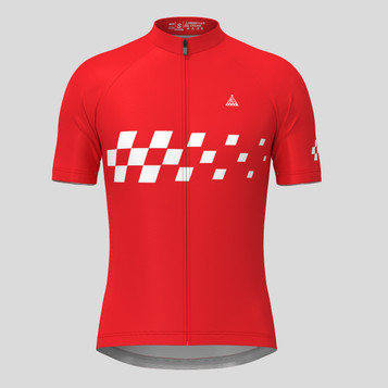 Men's Gradient Race Flag Cycling Jersey - Red