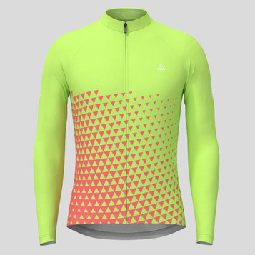 Gradient Triangle Men's LS Cycling Jersey -Green/Guava