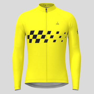 Men's Gradient Race Flag LS Cycling Jersey - Yellow