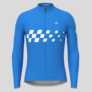 Men's Gradient Race Flag LS Cycling Jersey - Blue