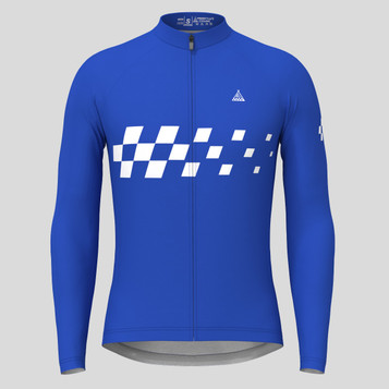 Men's Gradient Race Flag LS Cycling Jersey - Blue