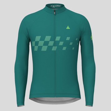 Men's Gradient Race Flag LS Cycling Jersey - Green