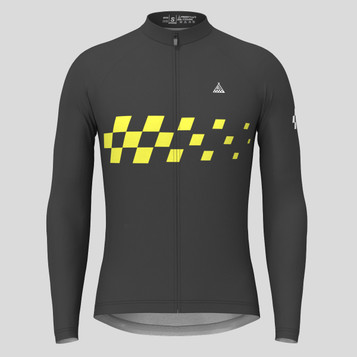 Men's Gradient Race Flag LS Cycling Jersey - Dark Gray