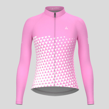 Women's Gradient Triangle LS Cycling Jersey - Neo Pink