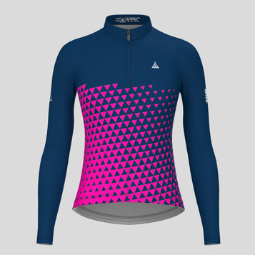 Women's Gradient Triangle LS Cycling Jersey - Navy/Magenta